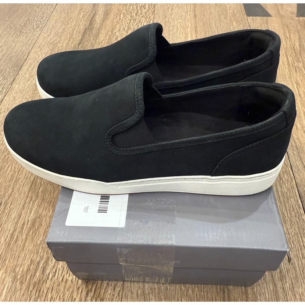 Women's New ABEO Encore Black Nubuck Leather Suede Slip On Comfort Sneakers 7.5